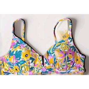 Anne Cole Women's V Wire Bikini Top Sunshine Floral Underwire UPF 50 - Size XL